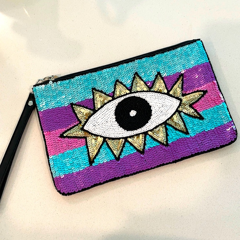 Evil Eye Sequin Clutch